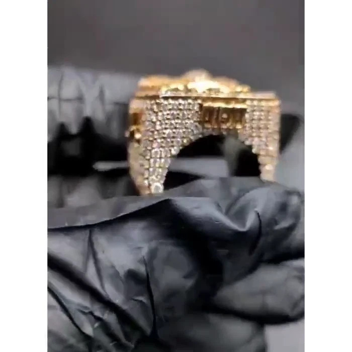 5TCW Round Lab Created Diamond Men’s Custom Eagle Statement Ring 14k Gold Plated