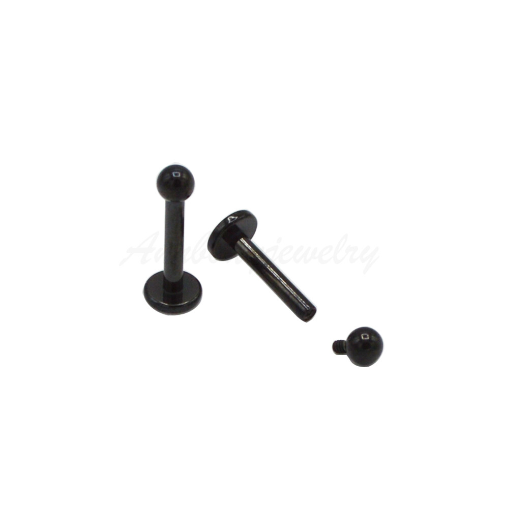 16g 14g Internally Threaded Titanium Black Labret Lip Monroe Cheek Tragus Ring