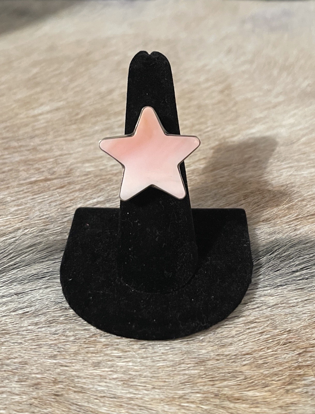 Johnny Dixon Sterling Silver Pink Conch Star Ring adjustable