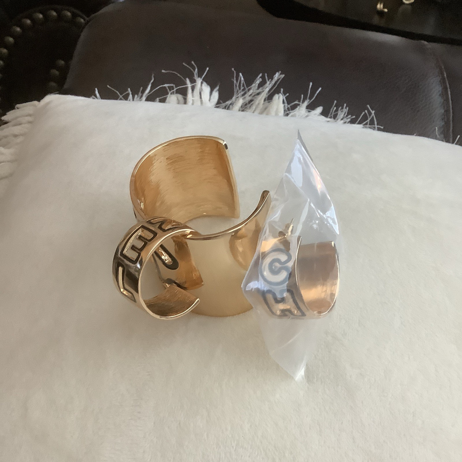 CC logo Gold Vintage Earrings, Bracelet 2 Piece Set Costume Jewelry