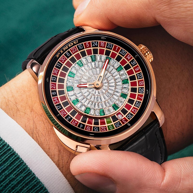 2024 PINDU Men’s Automatic Waterproof Roulette Button Dress Watch
