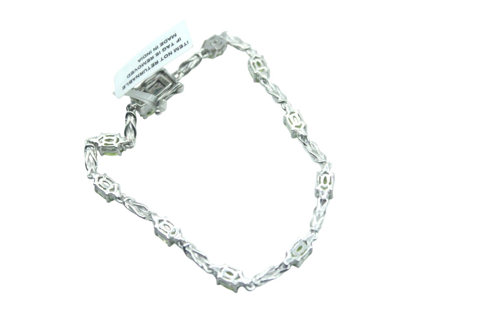NWT Silver Tone Peridot Karis Tennis Bracelet 7in Stunning Gemstone