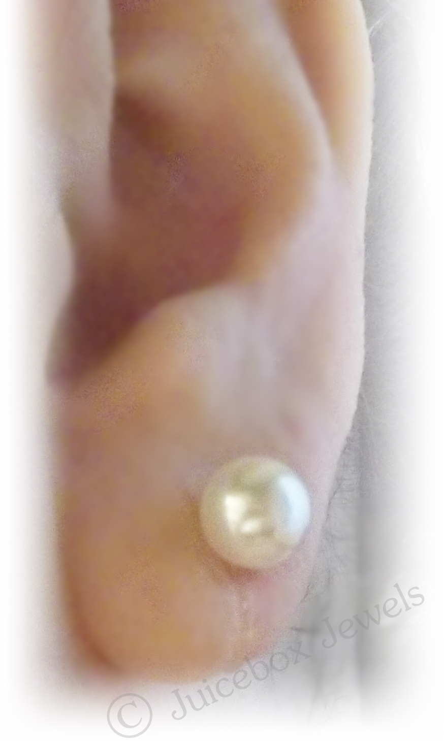 Invisible 8mm Faux White Pearls, Round Clip On Stud Non-Pierced Earrings Y187