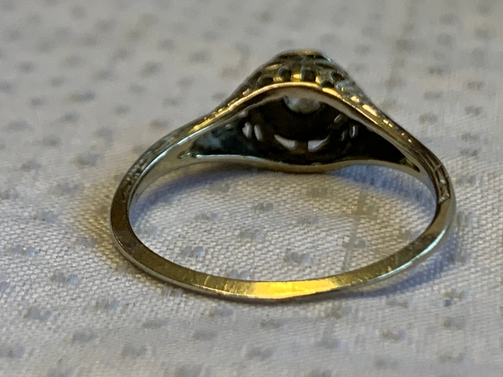 Vtg 18k White Gold Ring 2.29g Fine Jewelry Size 8 Band Clear Round Stone Bezel