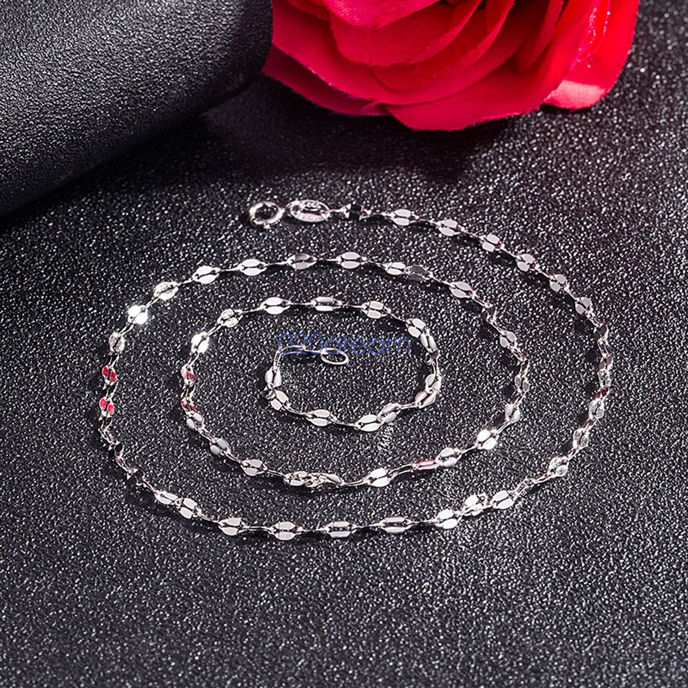 2.5mm Real 925 Sterling Silver Necklace Lips Chain Extend 14-24 inch Stamped