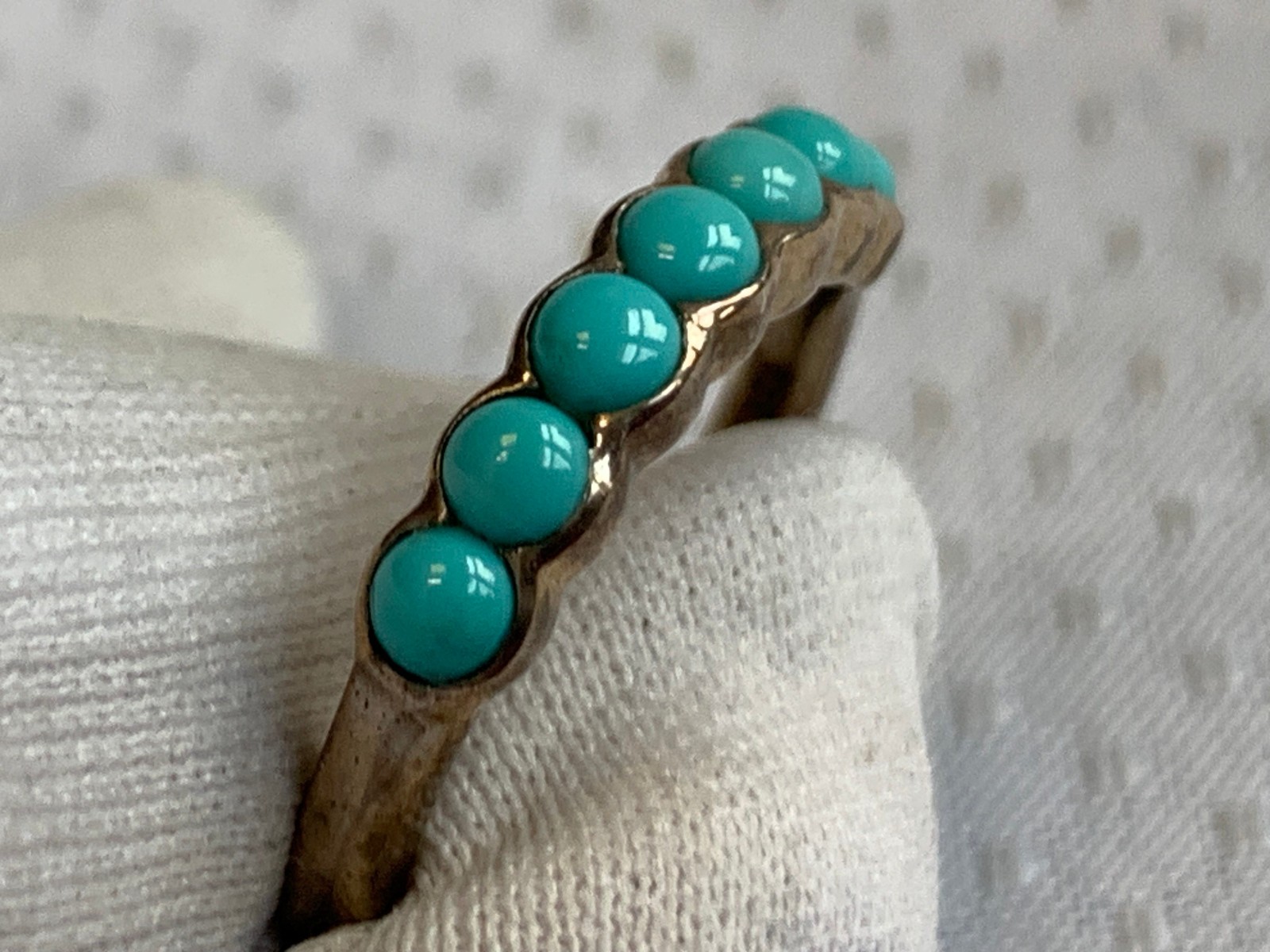 Sterling Silver Ring 2.73g Fine Jewelry Size 7 Band Turquoise Look Stones *READ*