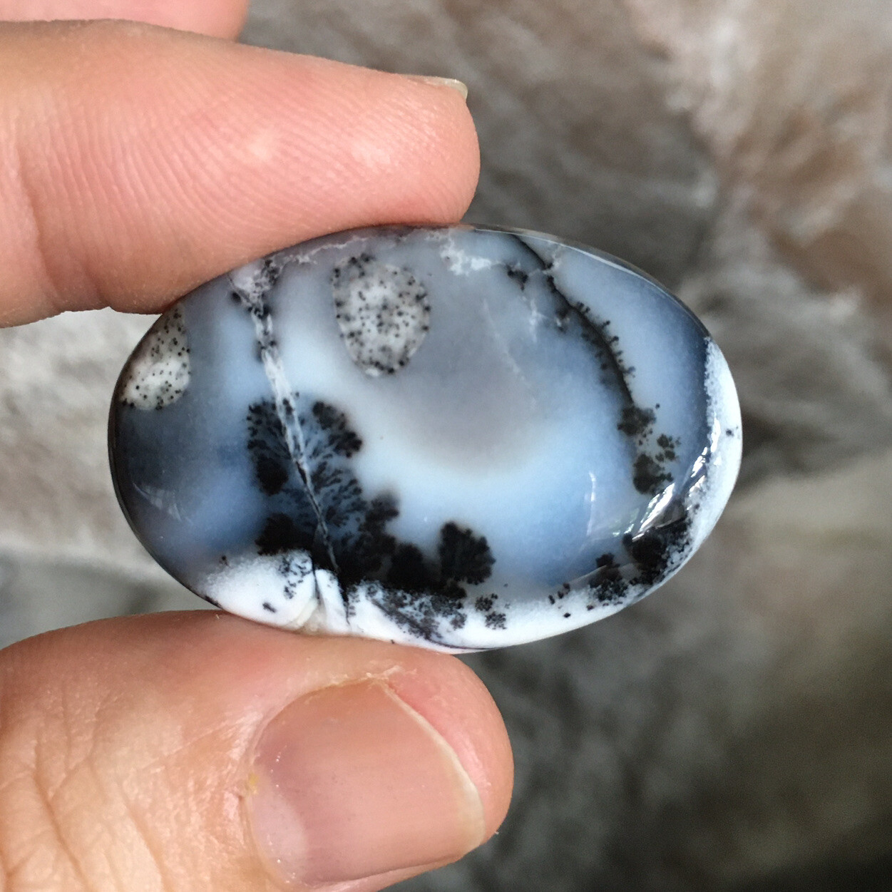 35x24x6mm Picture Like Dendrite Opal Oval Cabochon Loose Gemstone