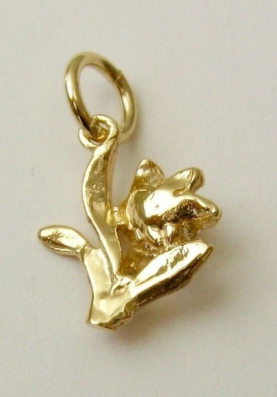 SOLID 9K 9ct Yellow Gold DAFFODIL FLOWER CHARM/PENDANT