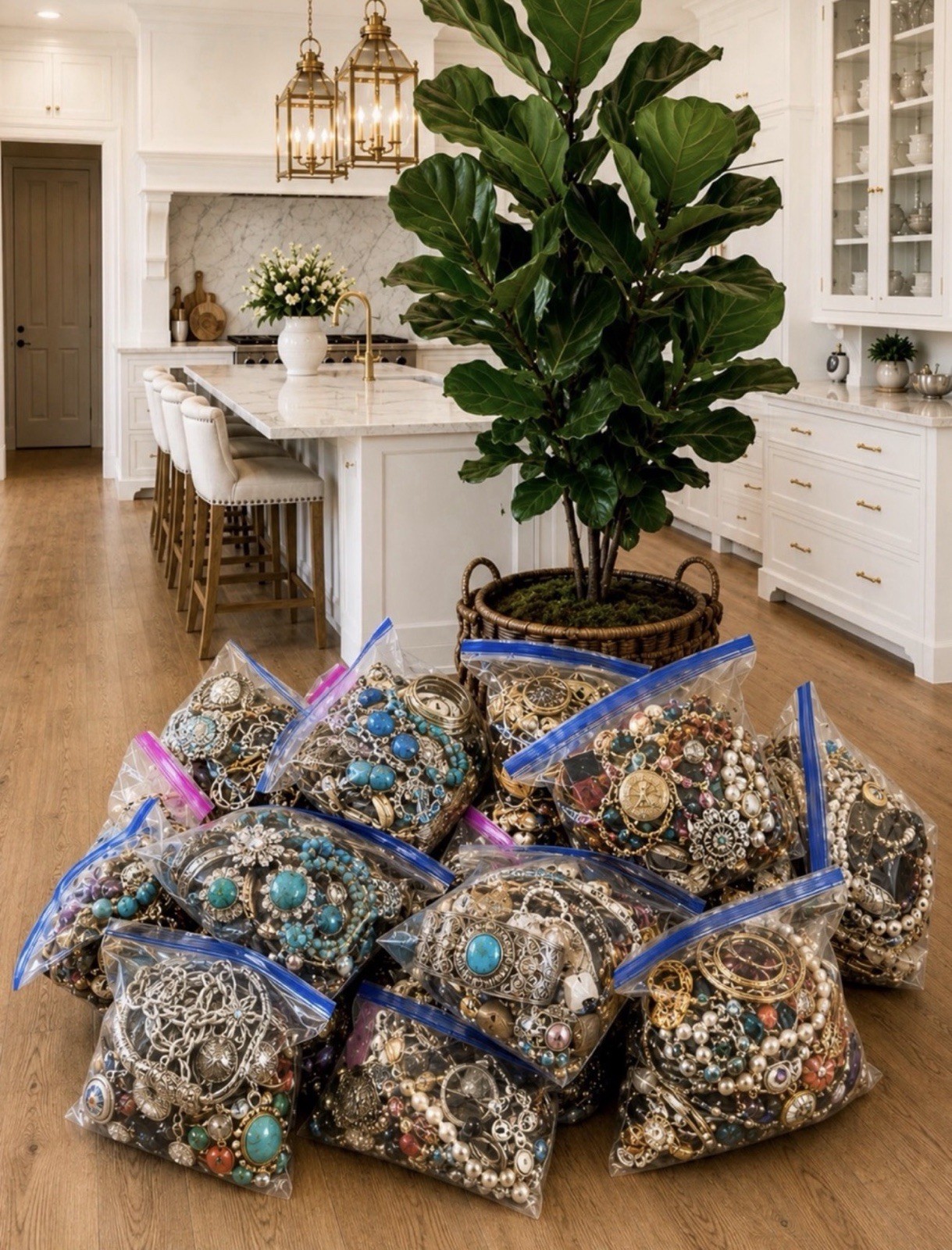 2 LB Organic Jewelry Lot Unsearched Unsorted Estate Fresh Treasure Bulk Mix