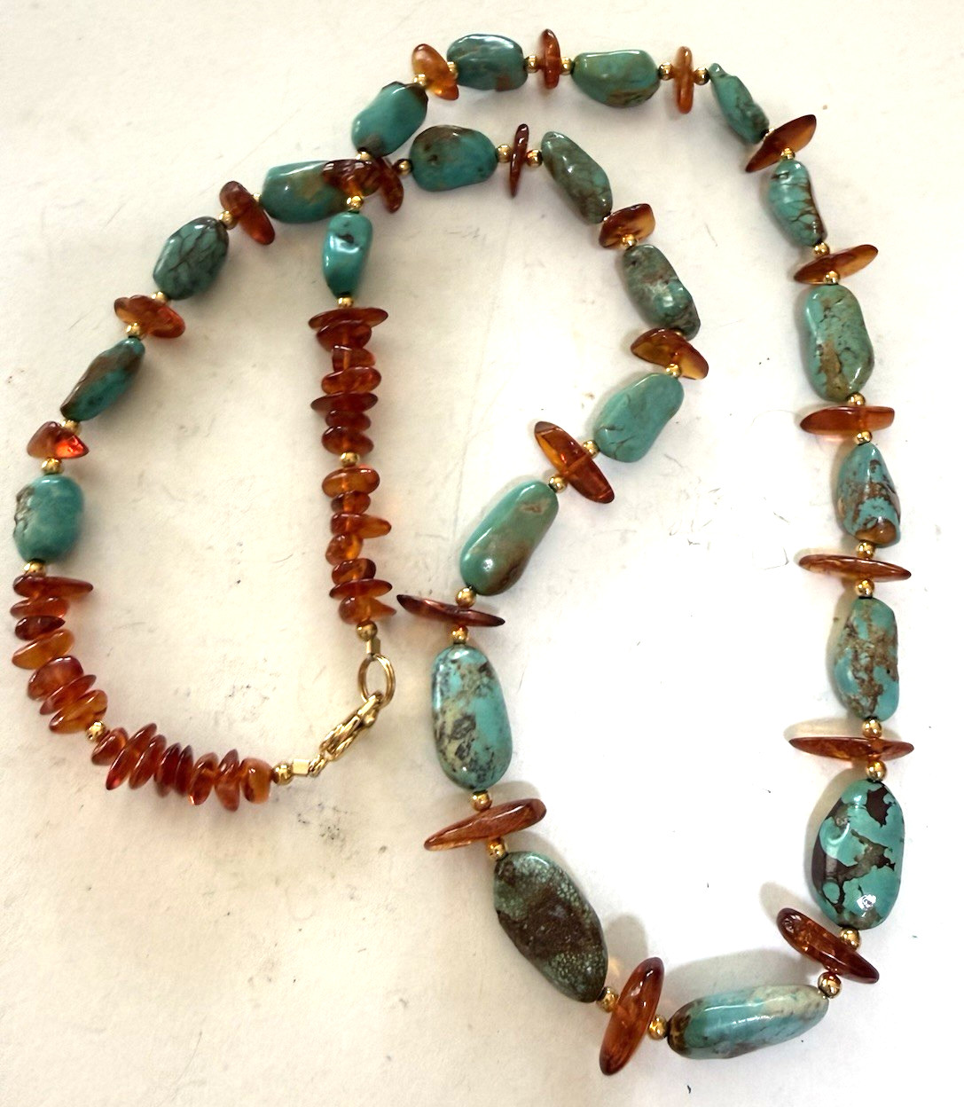 TURQUOISE & AMBER Statement Necklace