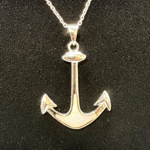 Sterling Silver White Lab Opal Anchor Pendant (No Chain) NWT 3.9g Gift Box