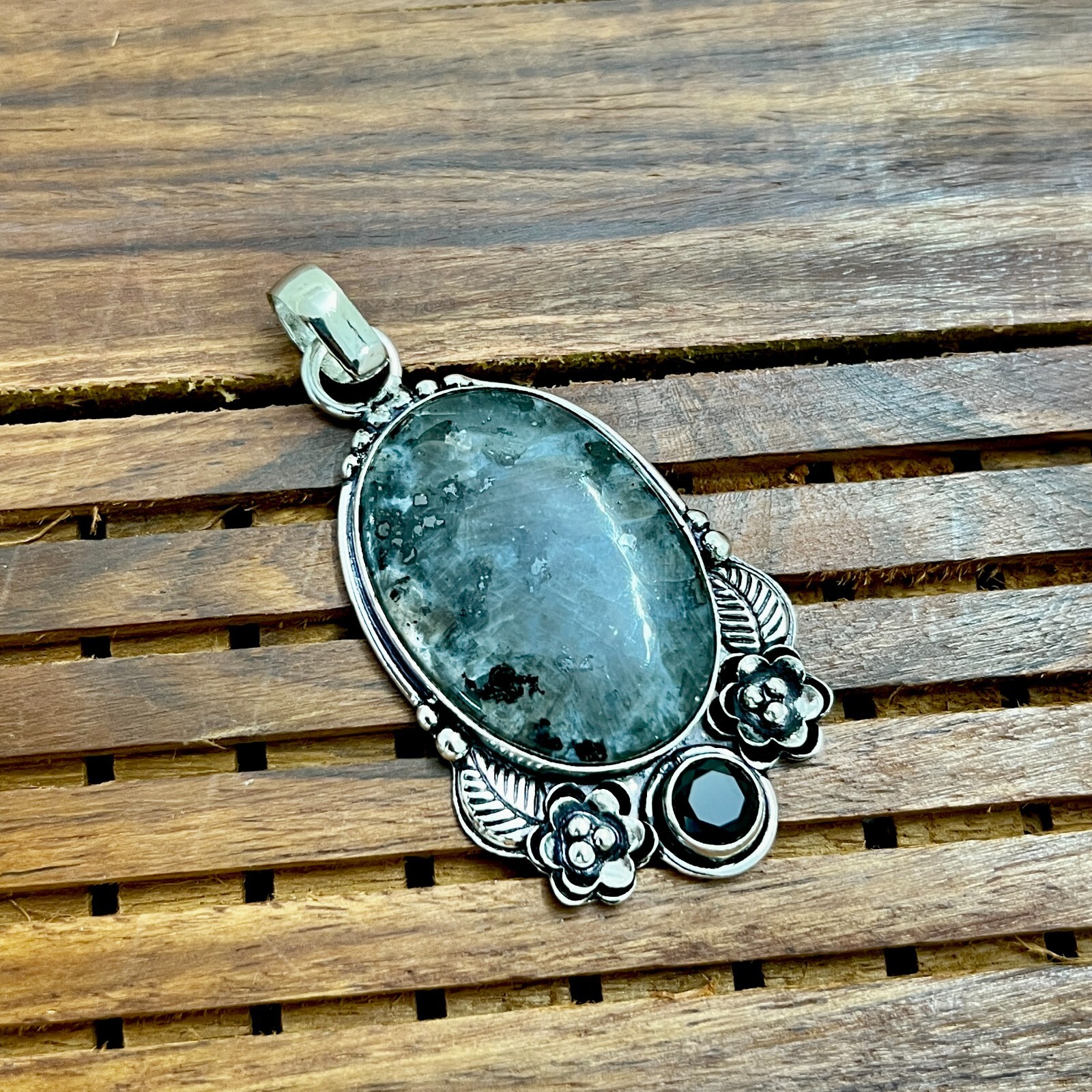 Larvikite Pendant Gemstone 925 Sterling Silver Handmade Jewelry Pendant 2.05″