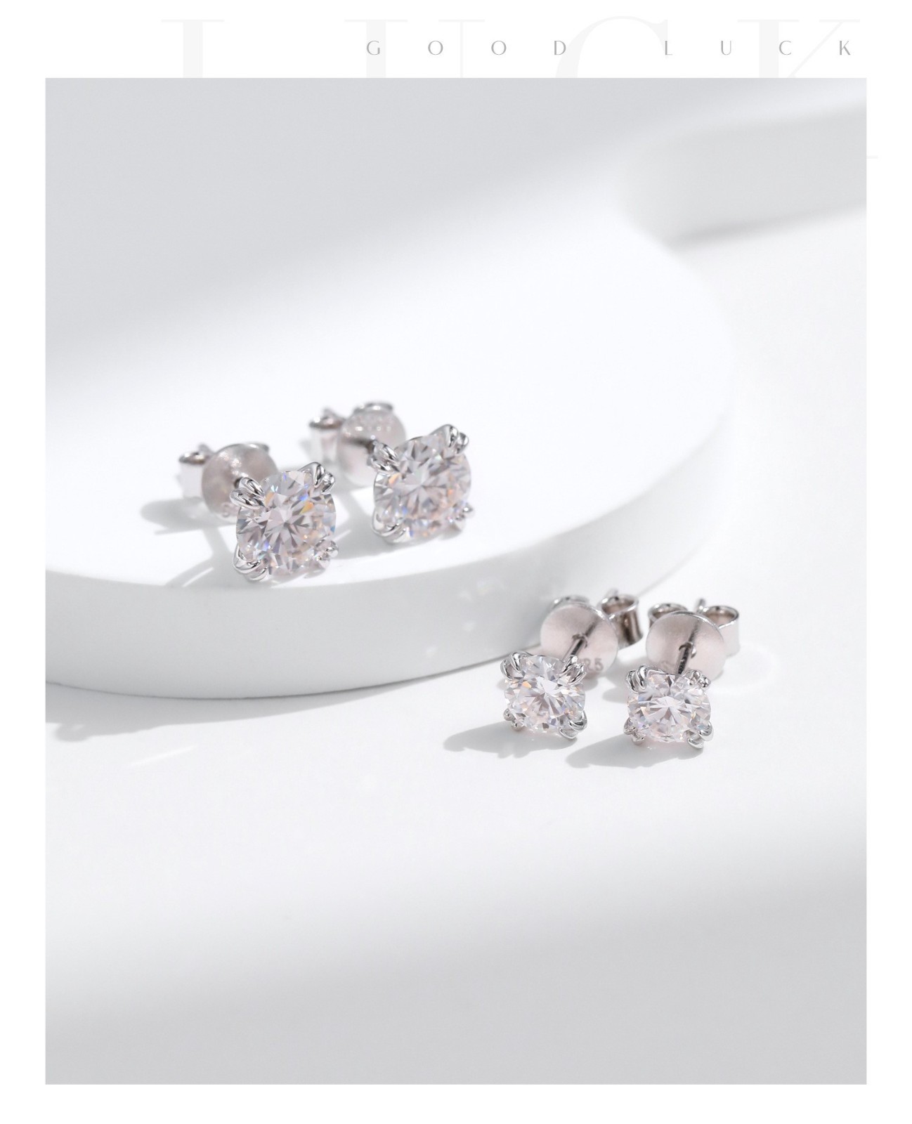 Moissanite Stud Earrings 1-2CTW D VVS1 925 Sterling Silver Push Back GRA