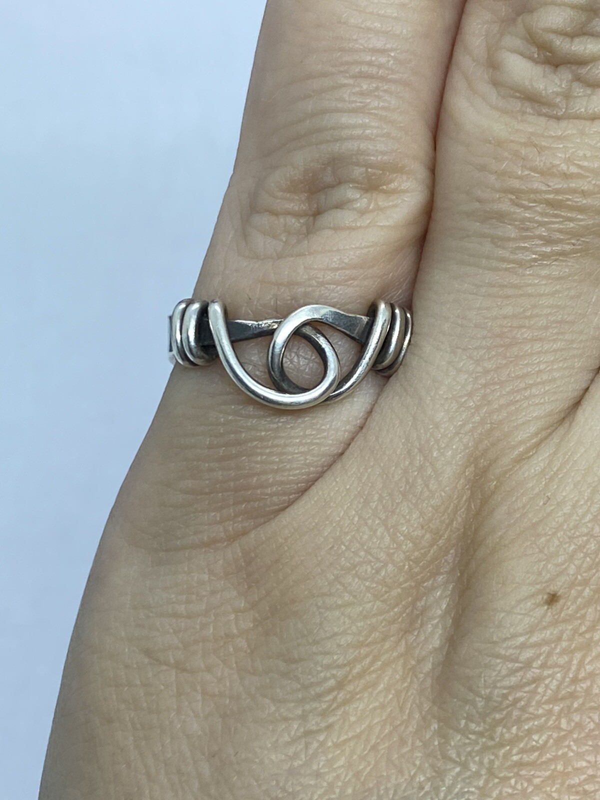 Vintage ELO Sterling Silver Linket Infinity Wire Wrap Ring Size 6 5.73mm