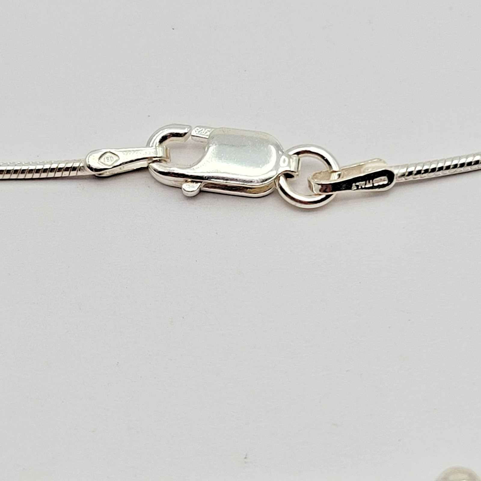 QVC Italian Silver Sterling 1mm Snake Chain 3mm Bead Station Necklace – 18″
