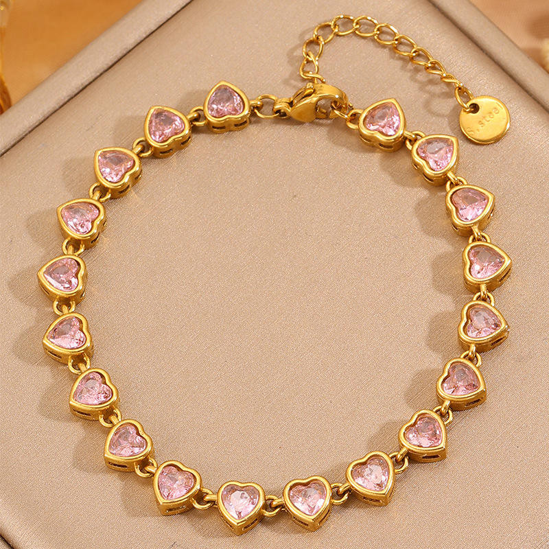 925 Silver Heart Shape Bezel Set Moissanite Wedding Tennis Bracelet for Women