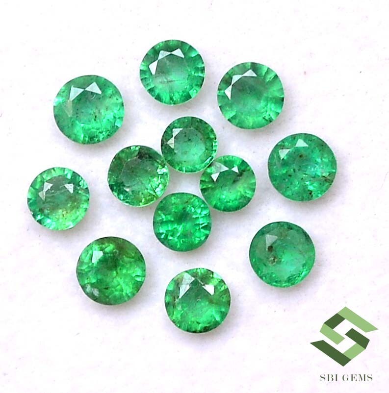 3 mm To 4 mm Natural Emerald Round Cut Lot 12 Pcs 2.12 CTS Untreated Loose Gems