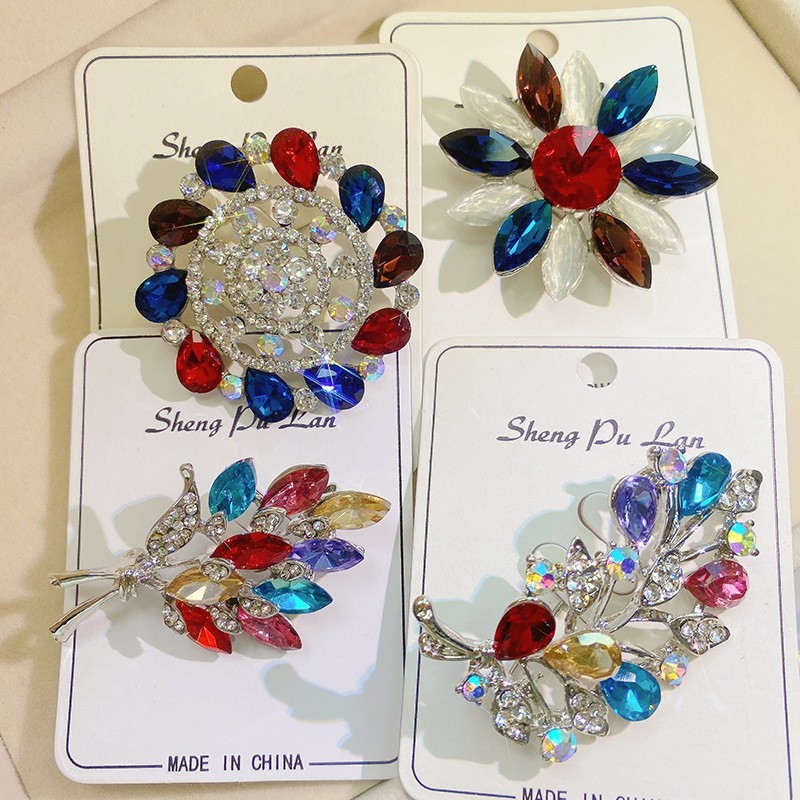 Bulk 12pcs Mix Crystal CZ Pearl Floral Brooches Lot Random Wedding Gift Jewelry
