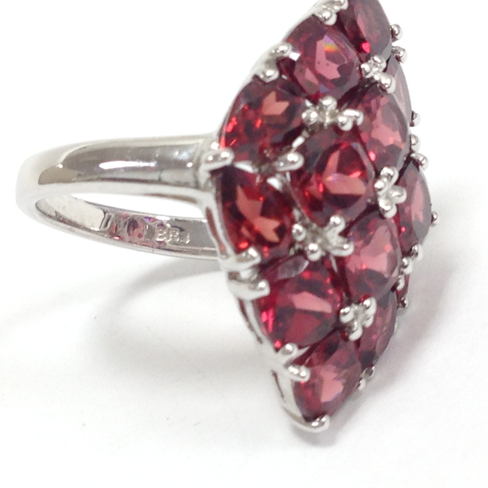 BBJ Bangkok Ratnaraj Sterling Silver Red Garnet Stone Cluster Ring Sz 7 Jewelry