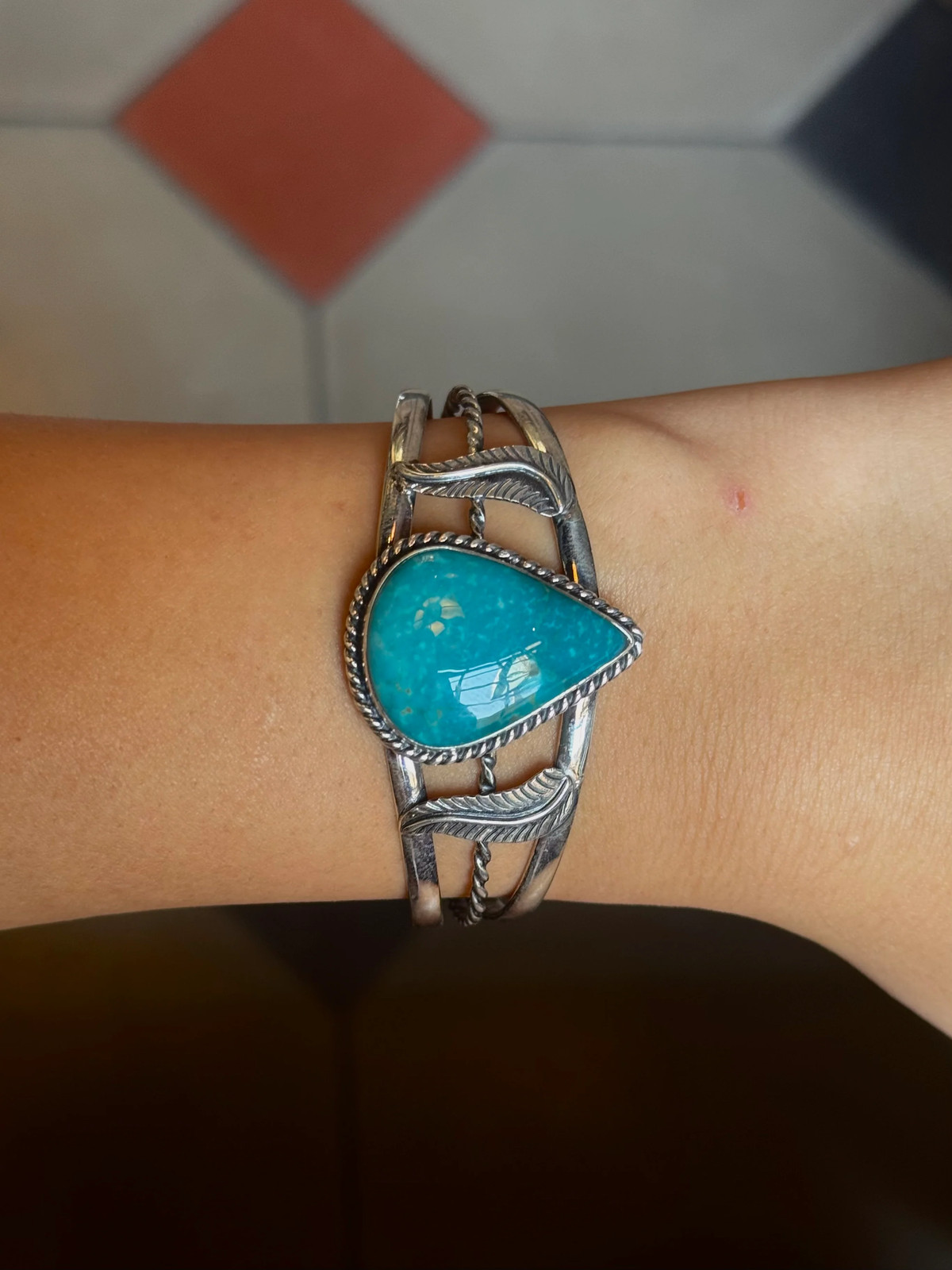 Turquoise Teardrop Cuff | Sterling Silver | A850