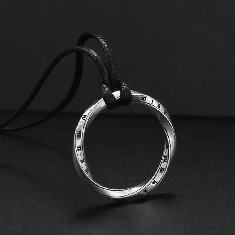 Mobius Pendant Necklace Silver Tone Twisted Geometric Charm Chain Jewelry