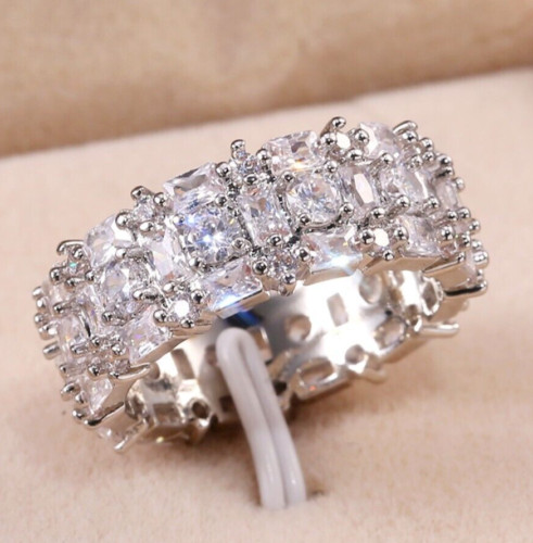 Silver Plated Forever Shiny Ring For Valentine Gifts 2.6 Ct Anniversary Band