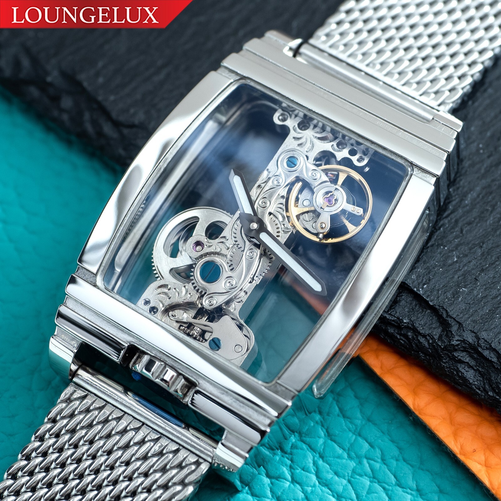 Mens Silver Bridge Manual Mechanical Watch – Stainless Steel Mesh Strap