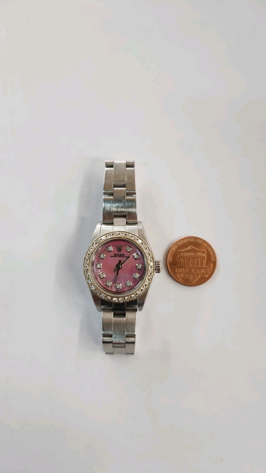 2000 Rolex Oyster Perpetual 76030 Ladies Watch 24mm SS Diamond Bezel