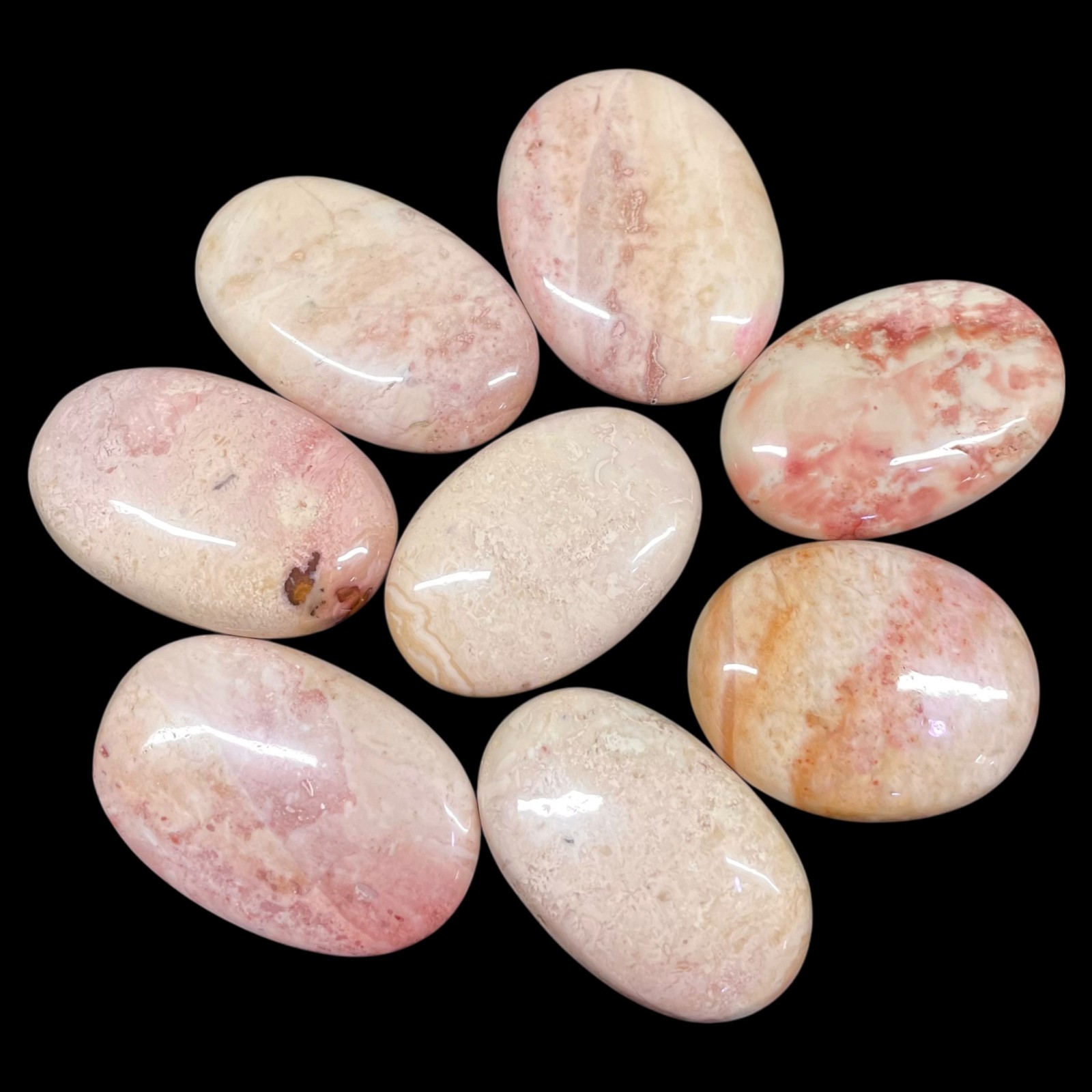 8 Pcs Natural Polychrome Jasper 41-49mm Loose Cabochon Untreated Gemstones Lot