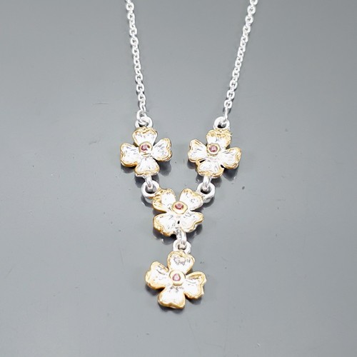 Jewellery Shop Natural Rhodolite Necklace 925 Sterling Silver 17.75″/N25720