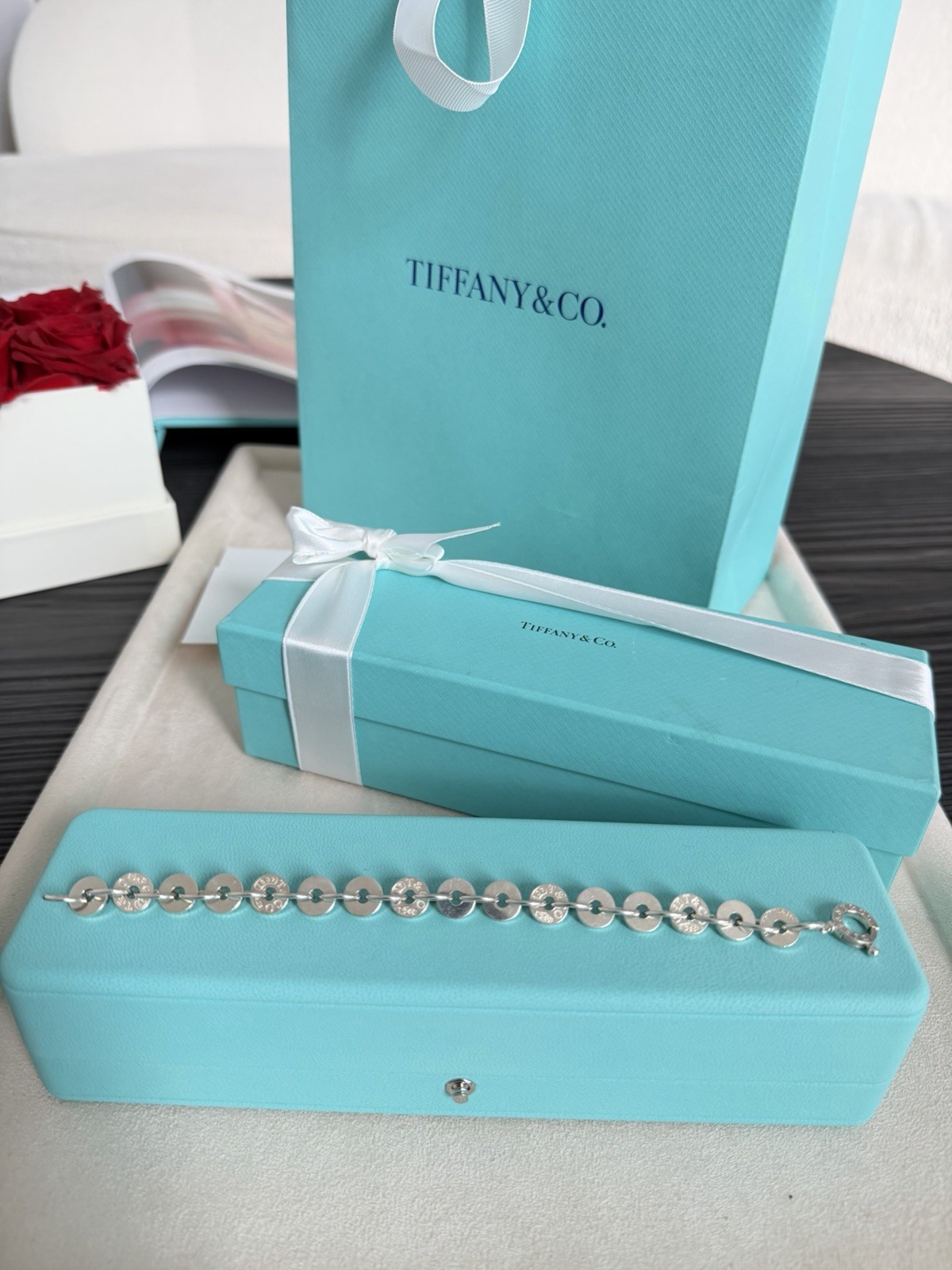 Tiffany & Co. 1837 Sterling Silver Circle Link Bracelet Medium 7.25”