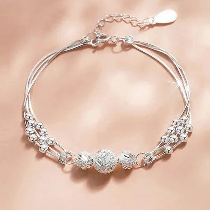 925 Sterling Silver Flower Bracelet Women Adjustable Luxury Party Jewelry