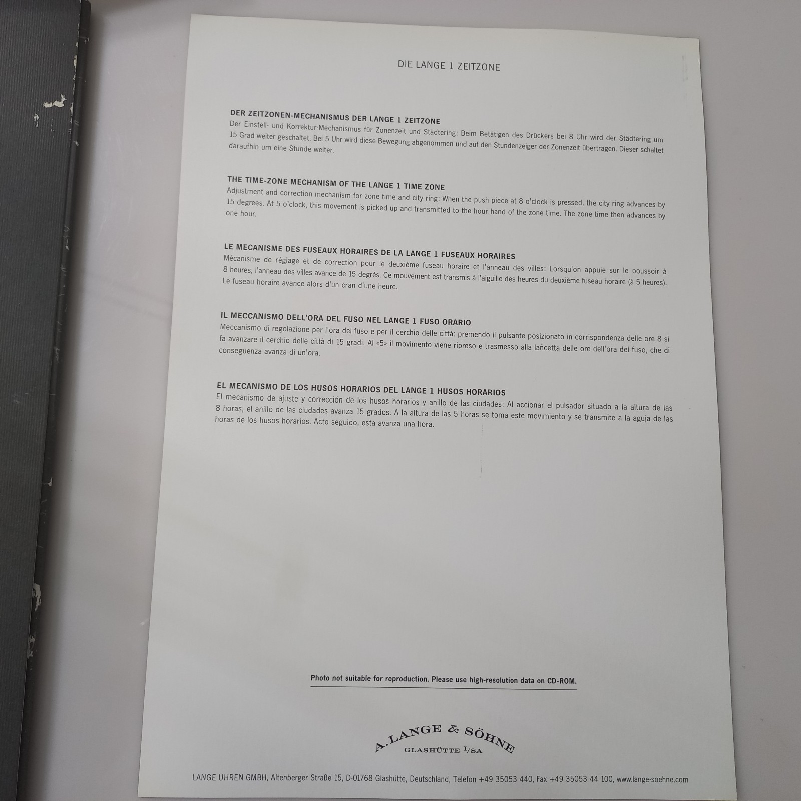 Rare 2005 A. Lange & Söhne Lange 1 Time Zone Press Kit & Technical Drawings