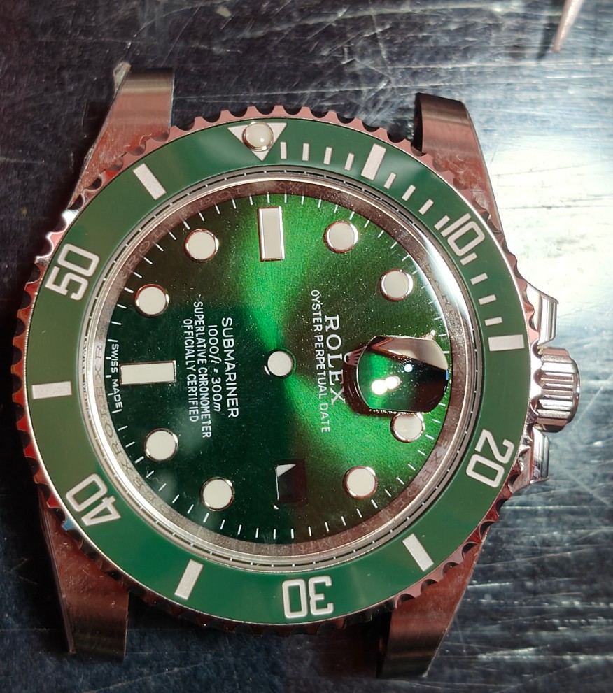 DIY 40mm Stainless steel Watch case with the green bezel Dial kit For 2824 DIY
