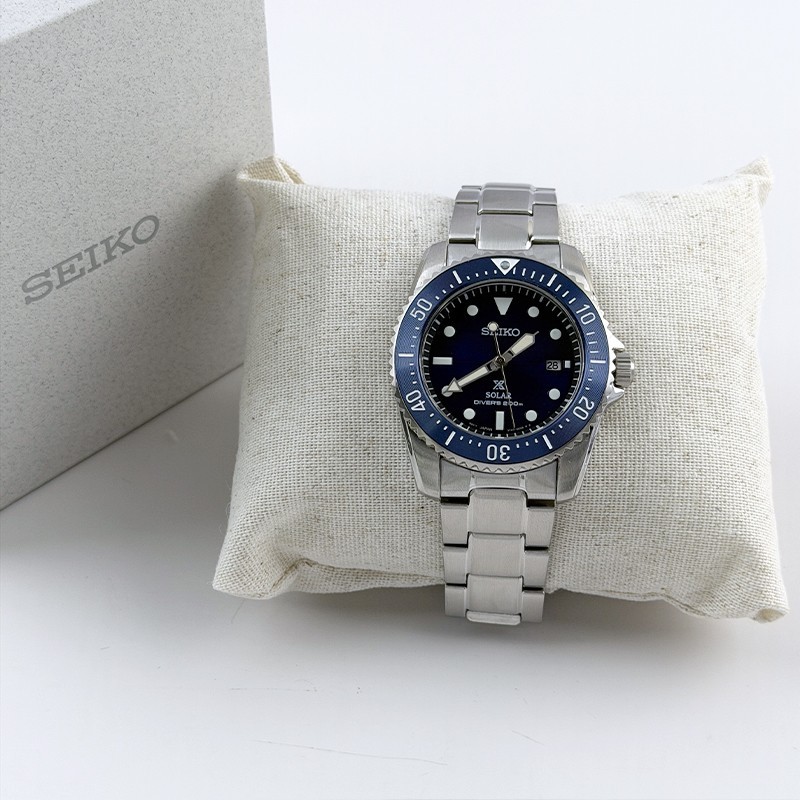 Seiko Men Prospex Sea Solar Power Blue Dial SNE585 Diver Stainless Watch 38.5mm