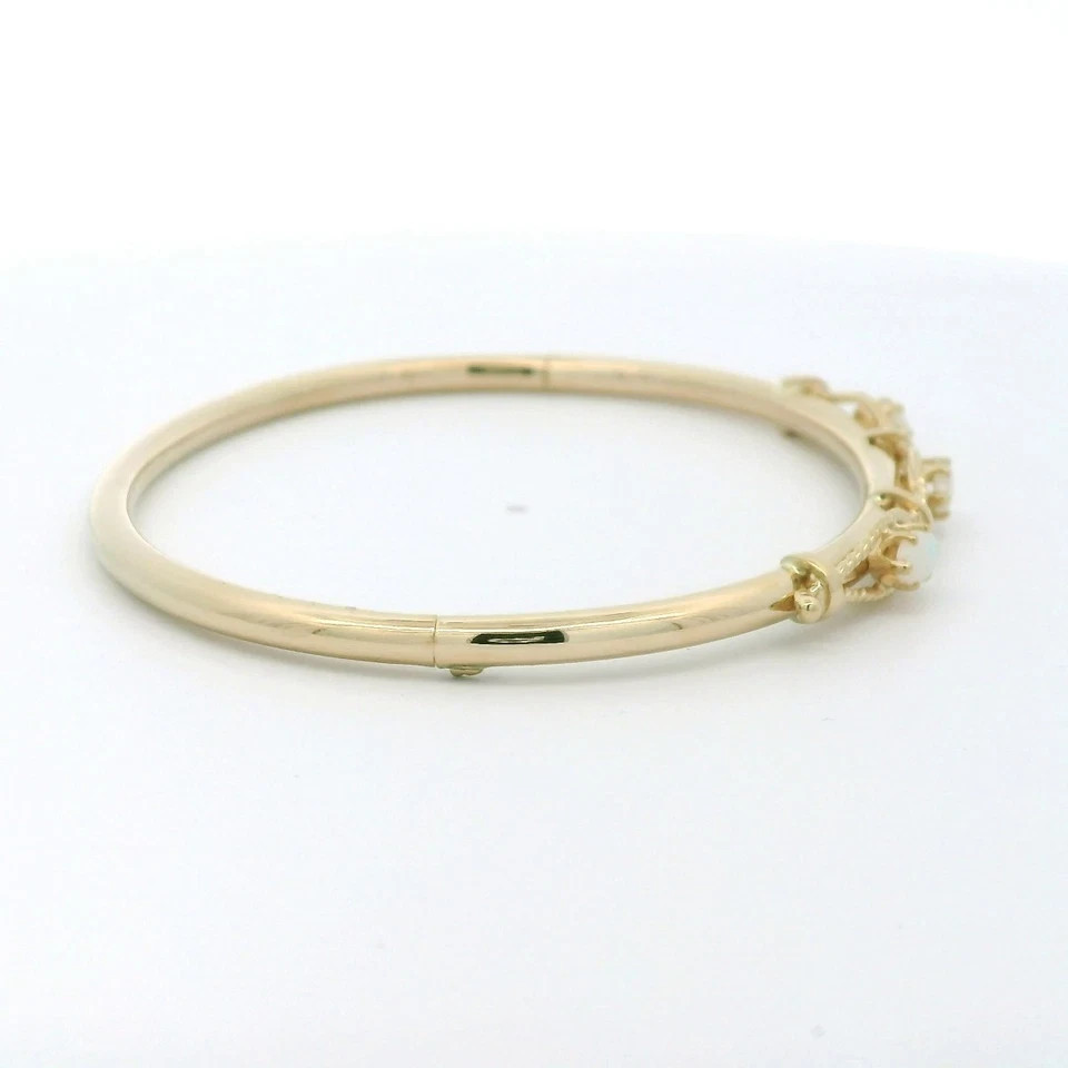 2.20CT Oval Lab Created Fire Opal Women’s Bangle Bracelet 14K Yellow Gold Finish