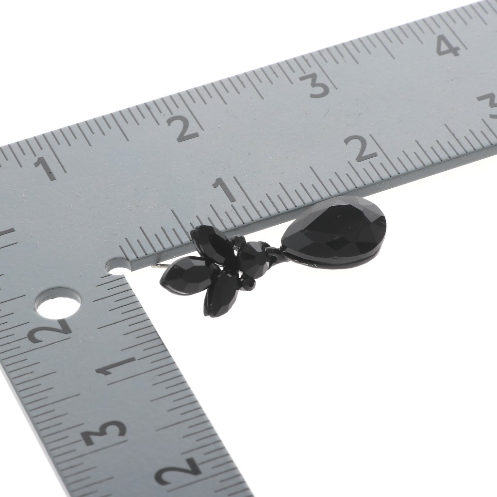 Black Tone Alloy Metal Crystal Rhinestone Drop Post Earrings ER2563-BLK