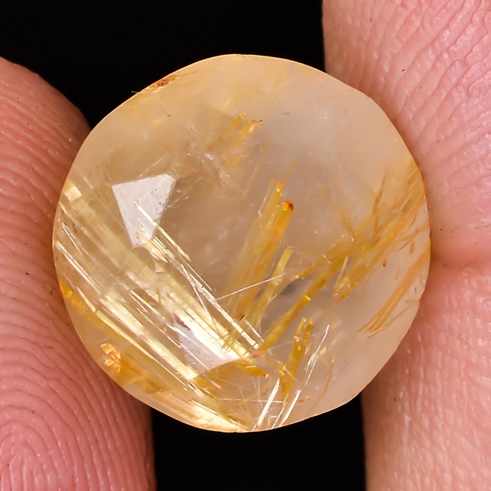 100% Natural Round Golden Rutile Quartz Cut Cabochon Top Quality 5.45Cts 11x07MM