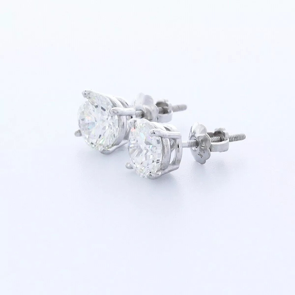 Stud Earrings Solid 14K White Gold Classic Round 1.60 CT Natural Diamond F VS2
