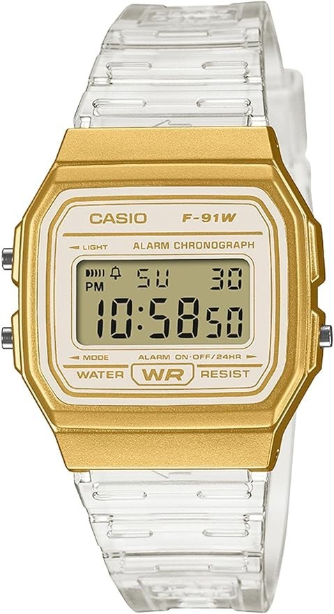CASIO F-91WS-7A2JF Classic Digital Watch Clear Skeleton Gold Brand Japan New