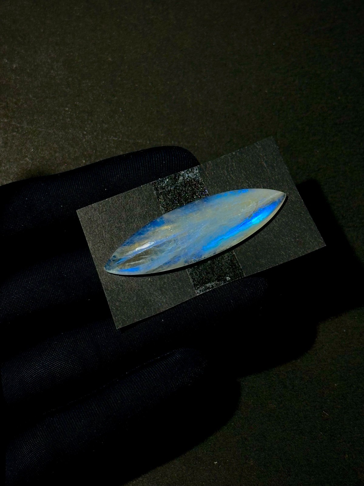 Rainbow Moonstone Cabochon, Blue Fire Moonstone, 14x36mm, Jewelry Making Stone