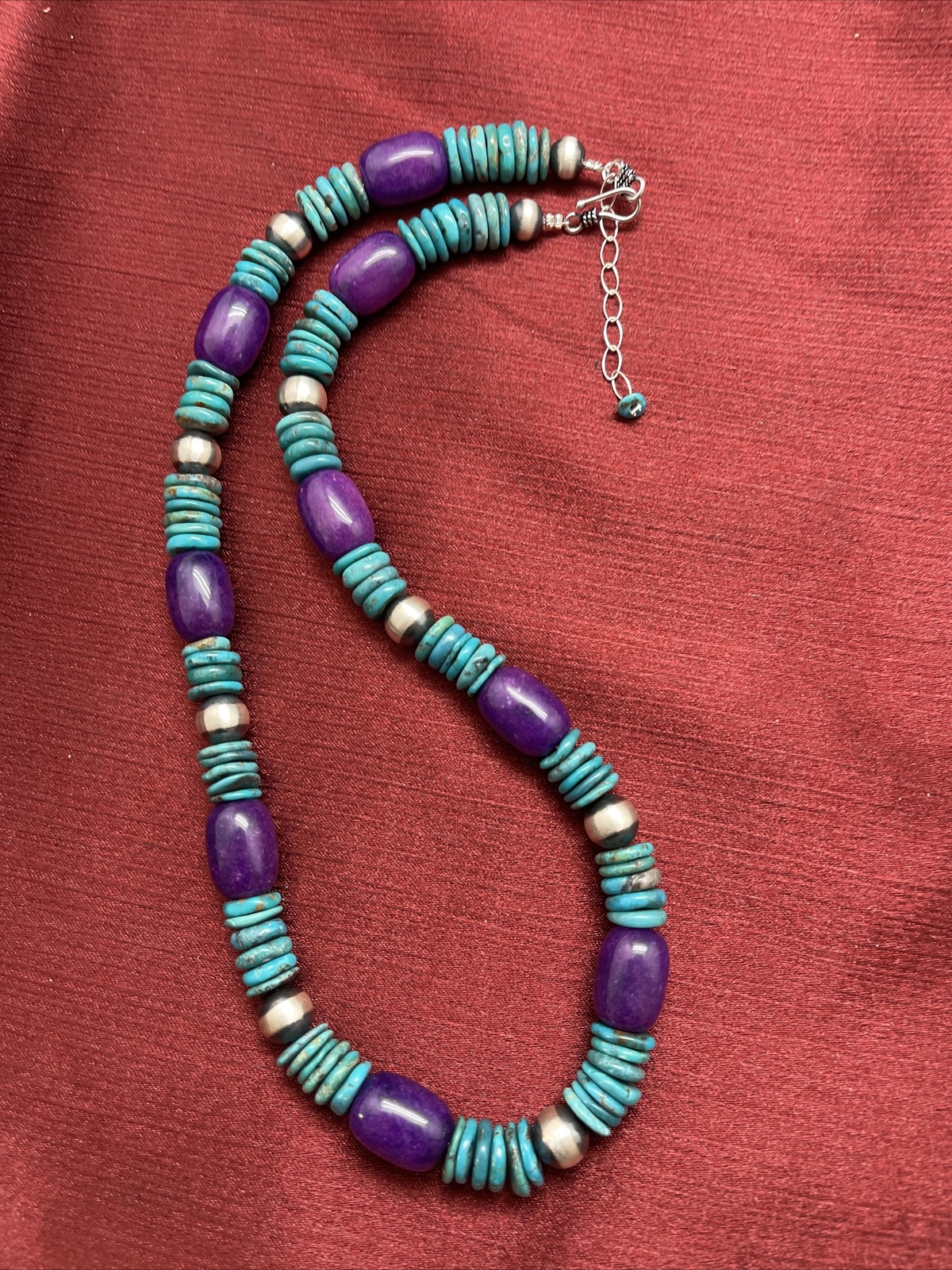 without tags Sterling silver Turquoise sugilite Necklace 19 Inch G2U
