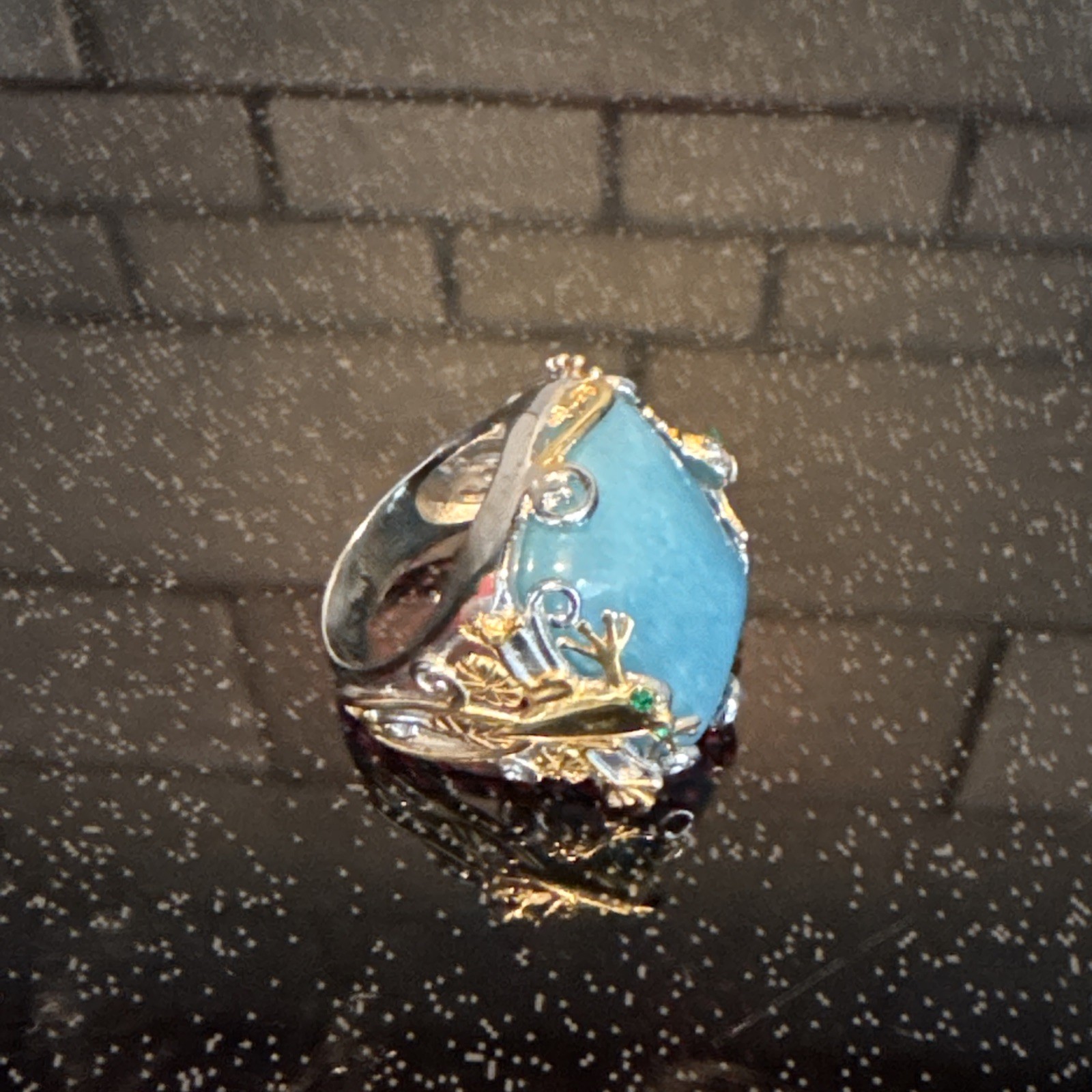 Gems en Vogue II – SS/Palladium/18K Vermeil Amazonite Multi-Gem Ring – size 9