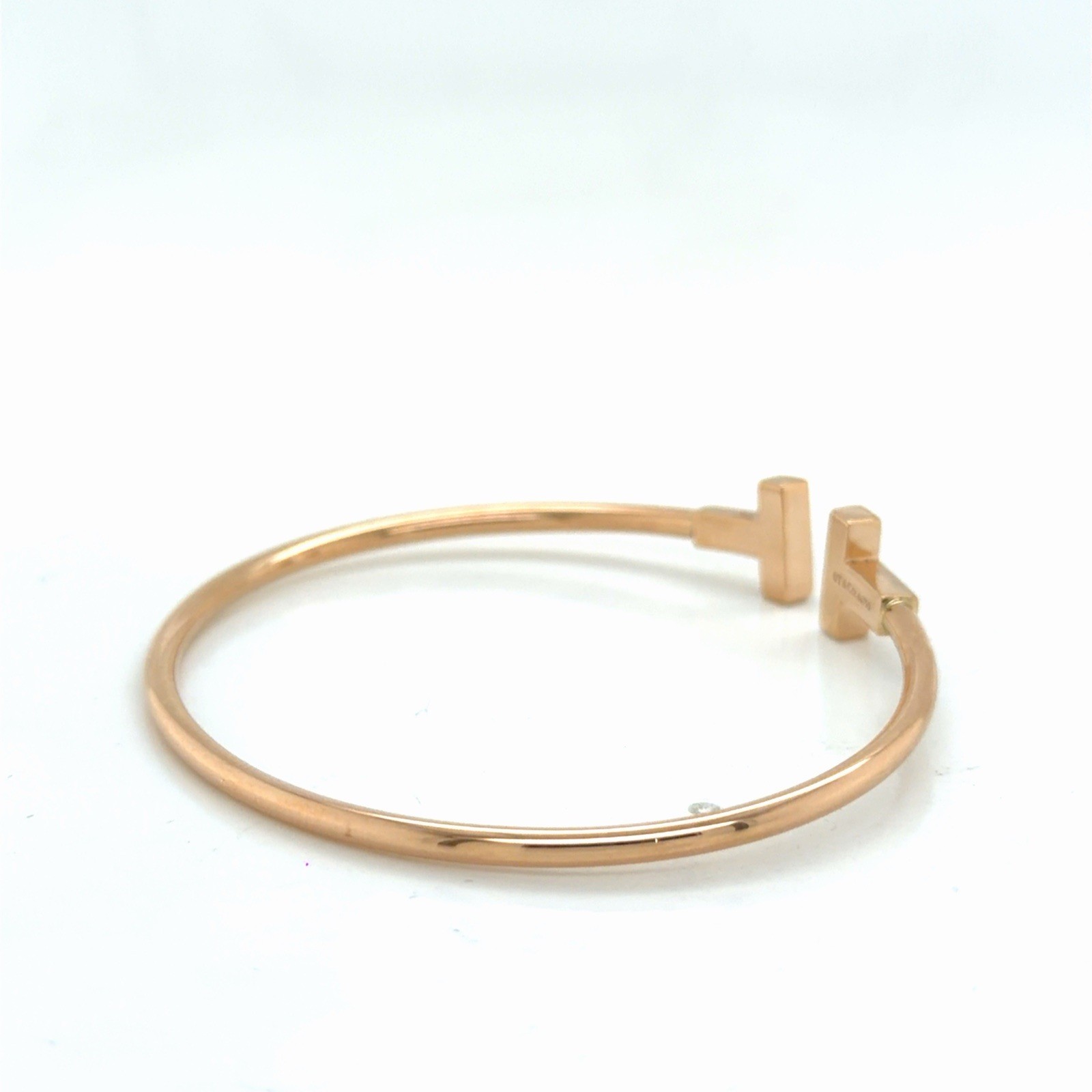 Tiffany & Co. T Wire Bracelet 18k Rose Gold Size Medium 6.25 in