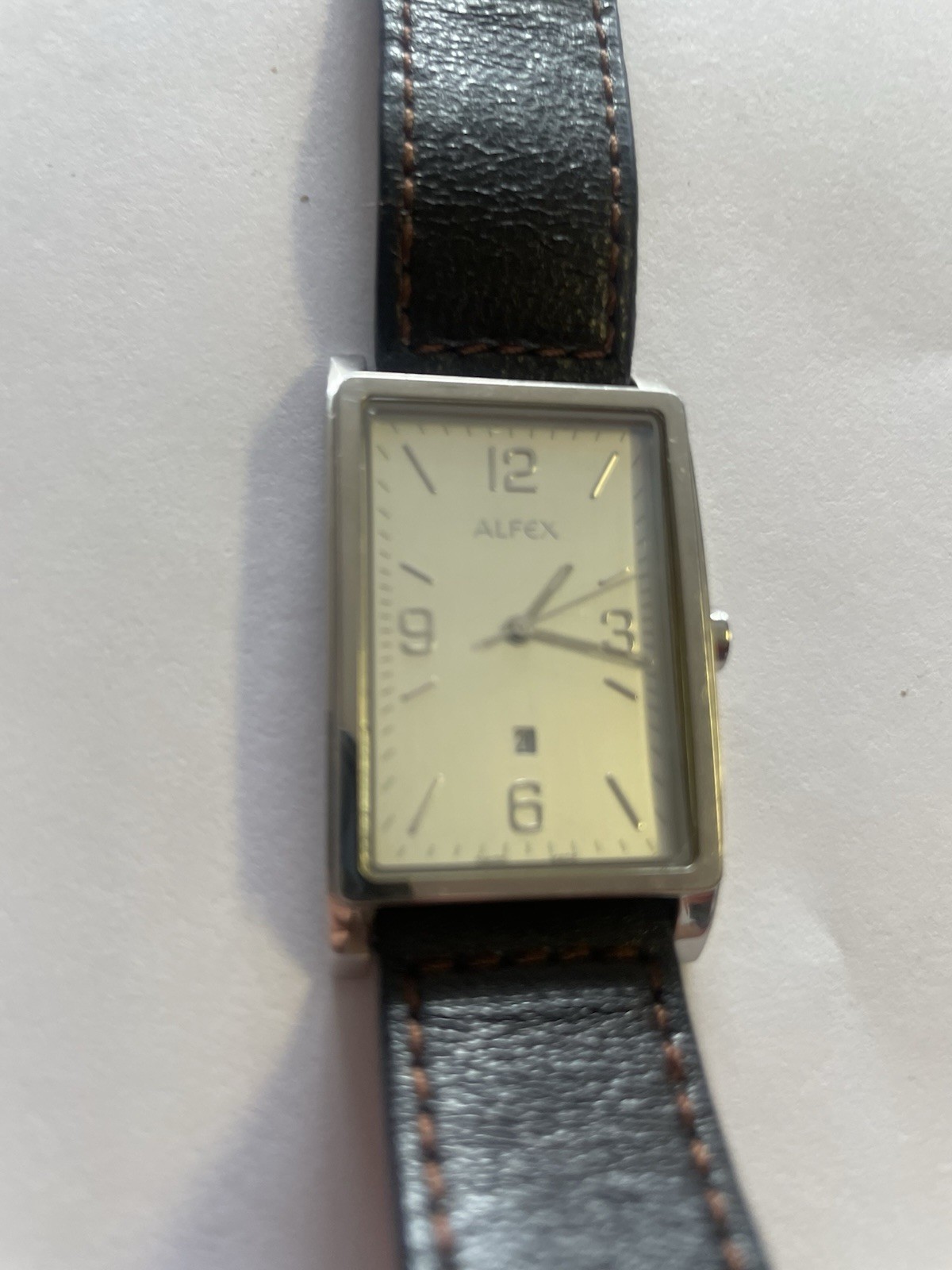Vintage Alfex RECTANGLE SWISS STAINLESS STEEL MEN’S QUARTZ WATCH “ALFEX” 5495
