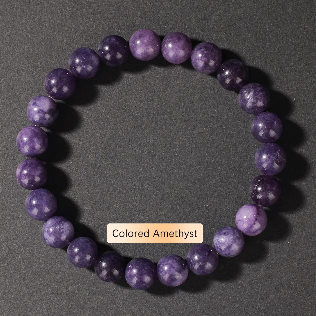 Tigers Eye Amethyst Red Agate Natural Stone Elastic Bead Bracelet Body Purifying