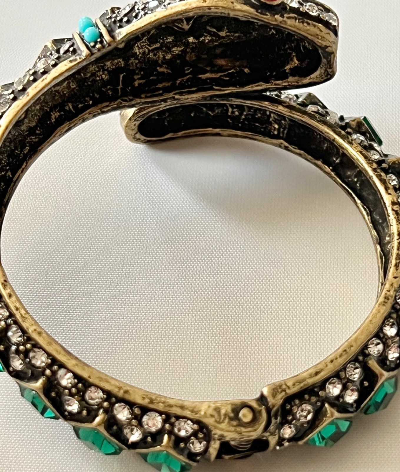 KJL SNAKE Bracelet Kenneth Jay Lane Emerald Ruby Crystal Victorian Egyptian Rev.