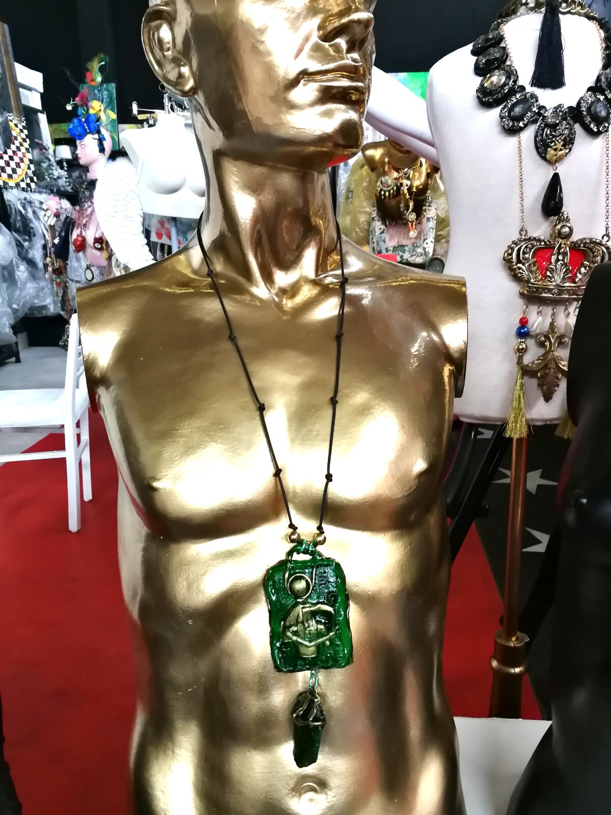 Egyptian God Thoth Emerald Tablet Pendant Necklace Talisman Amulet Medallion Bib