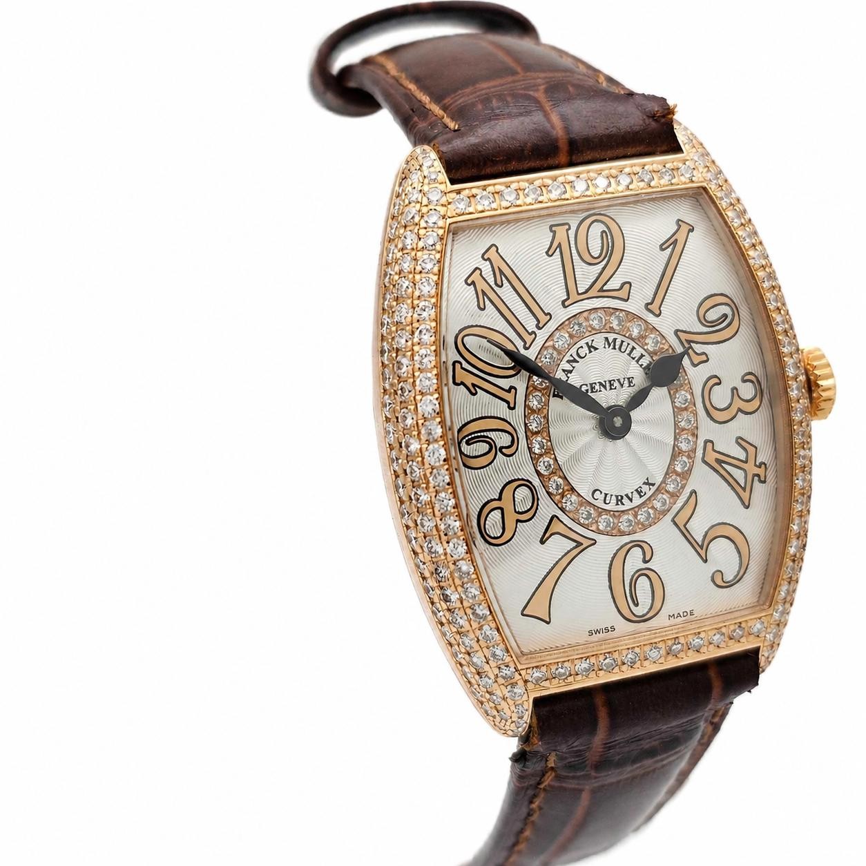 Franck Muller Cintree Curvex 29mm Diamond Rose Gold Quartz Watch 7502QZDCD1R