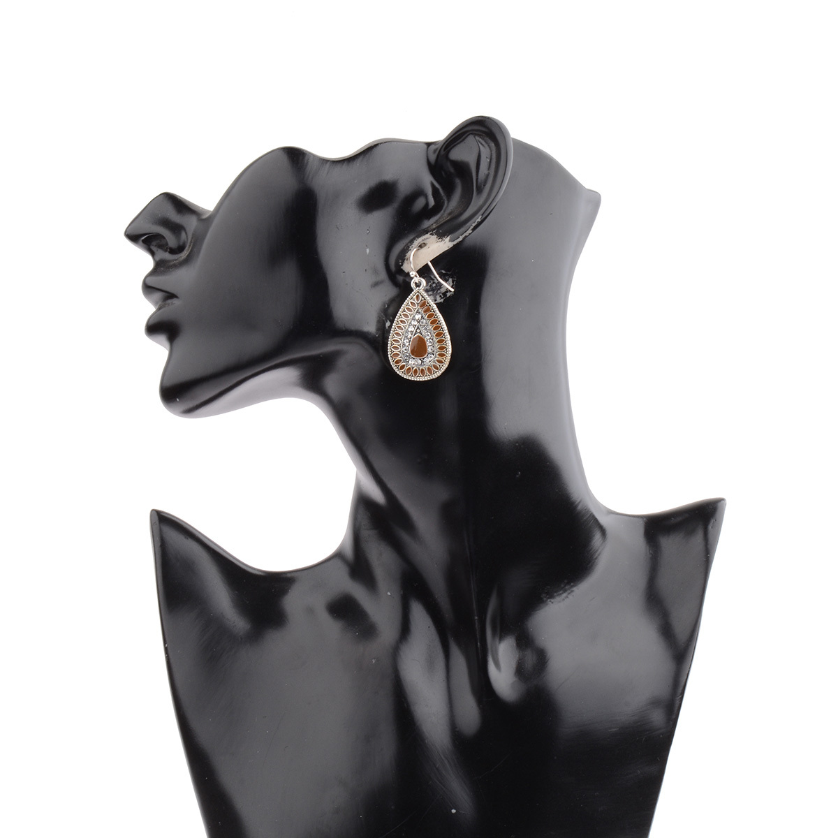 New Vintage Bohemian Boho Ethnic Antique Oval Water Drop Carved Dangle Earrings